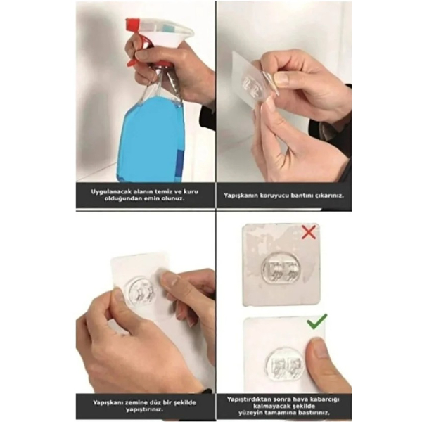 6’lı Yapışkanlı Kapı Arkası Askı