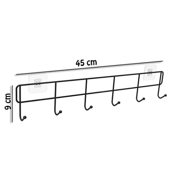 6’lı Yapışkanlı Kapı Arkası Askı