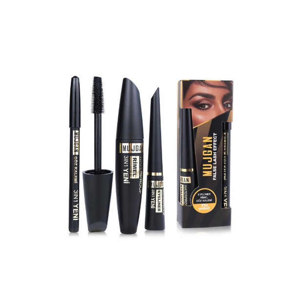 3’ü 1 Arada Göz Makyajı Seti - Eyeliner, Maskara, Kalem