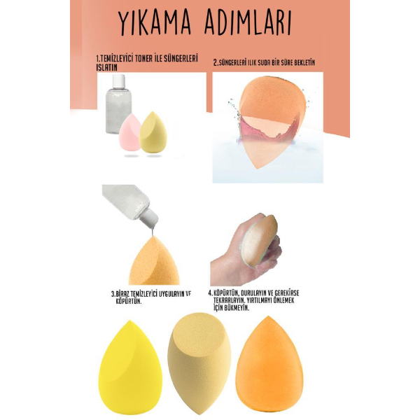 4’lü Kapaklı Armut Makyaj Süngeri Seti