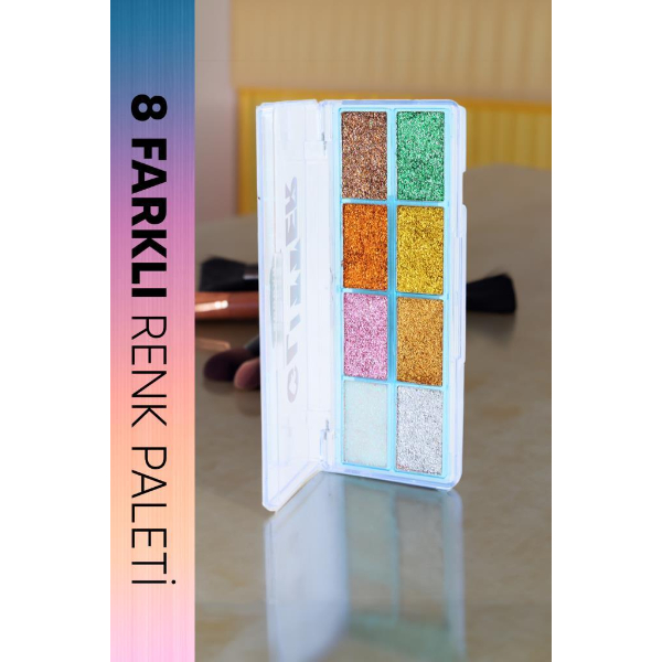8 Renk Yaz Glitter Far Paleti - 2’li Set