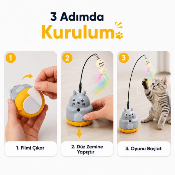 Kedi Şekilli Dönen Peluş Balıklı Olta Oyuncağı