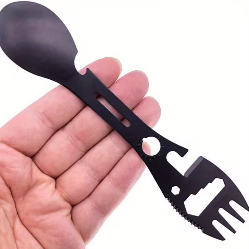 Taktiksel Spork Kaşık Çatal - 5 Fonksiyonlu - Paslanmaz Çelik