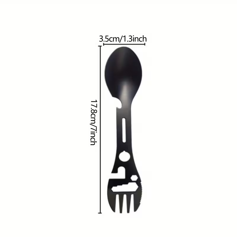 Taktiksel Spork Kaşık Çatal - 5 Fonksiyonlu - Paslanmaz Çelik