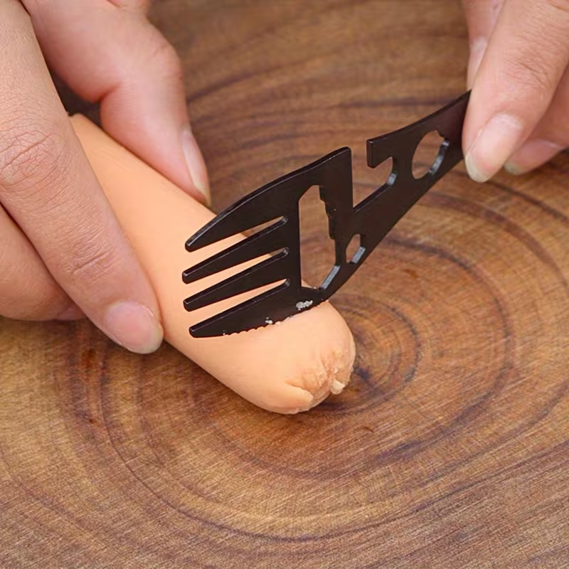 Taktiksel Spork Kaşık Çatal - 5 Fonksiyonlu - Paslanmaz Çelik