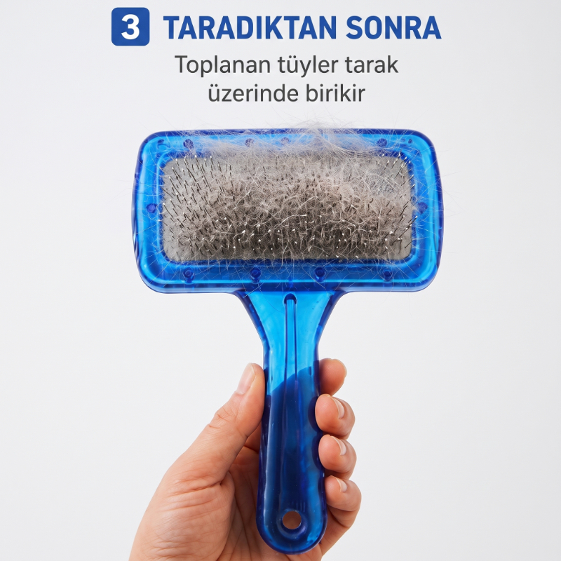 Kedi Köpek Tarağı - Evcil Hayvan Tüy Toplama Tarağı - Metal Uçlu