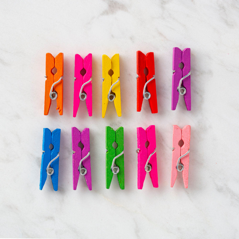 İpli Mini Mandal Seti - 50’li Paket - Karışık Renkli Set