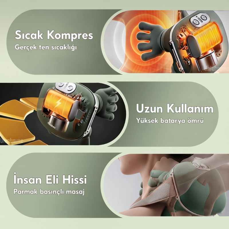 Isıtıcılı Güçlü Masaj Aleti - El Hissiyatı - Şarjlı - 3 Farklı Hız Kademesi