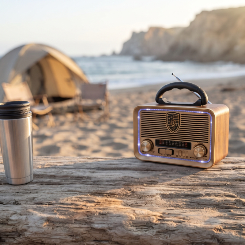 Solar Panelli LED Fenerli FM Radyo - Nostaljik Tasarım - Şarjlı - Bluetooth Özellikli