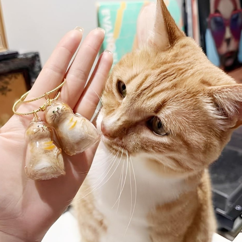 Kedi Şeffaf Anı Anahtarlığı - Kedi Figürlü - Karışık Model