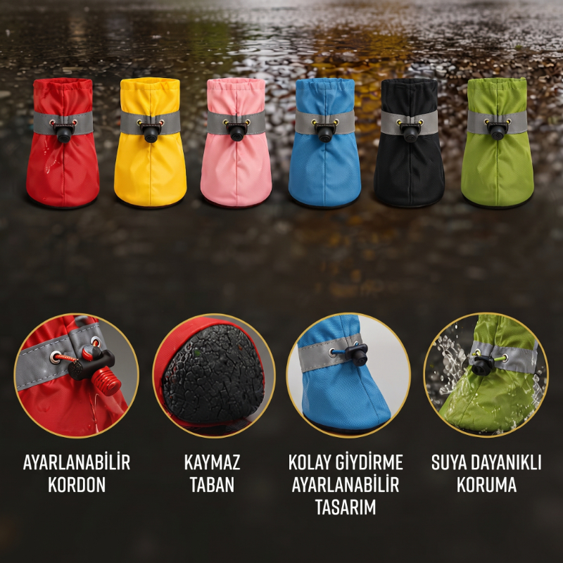 Evcil Hayvan Pati Botu - Kordonlu Tasarım - Kaymaz Taban