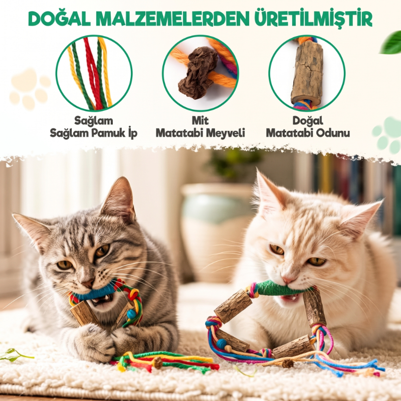Matatabi Kedi Oyuncağı - Doğal Çiğneme Oyuncağı - Pamuk İp