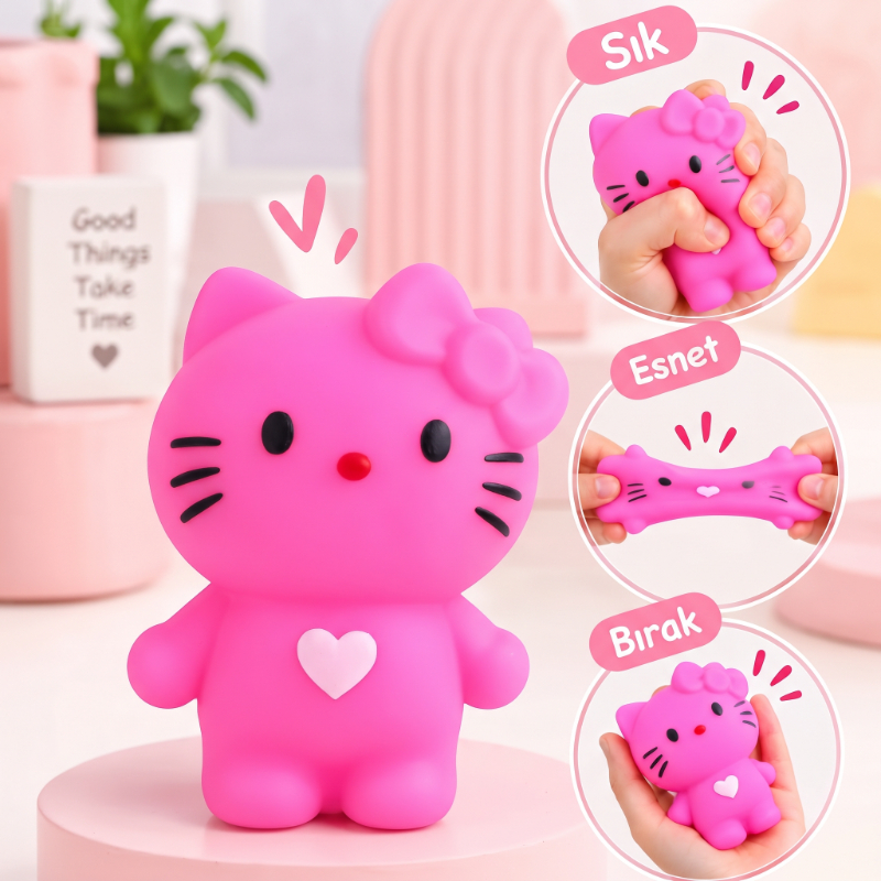 Hello Kitty Tasarımlı Squishy - 12’li Paket - Karışık Renk - Yumuşak Oyuncak
