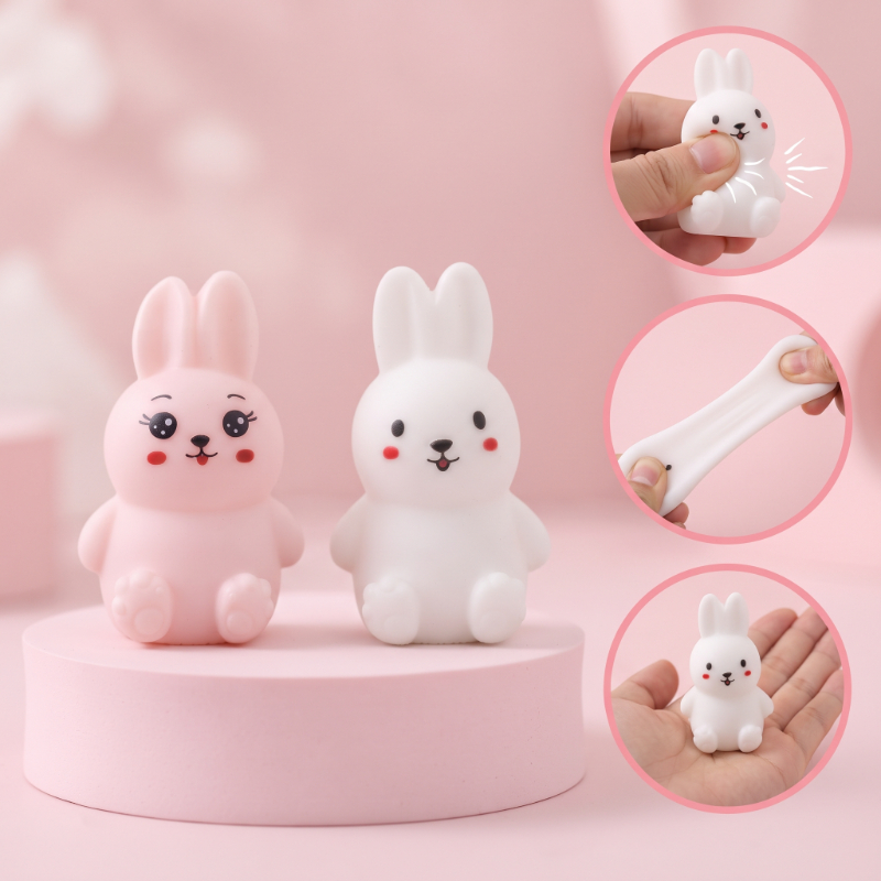 Tavşan Tasarımlı Squishy - 12’li Paket - Karışık Renk - Yumuşak Oyuncak