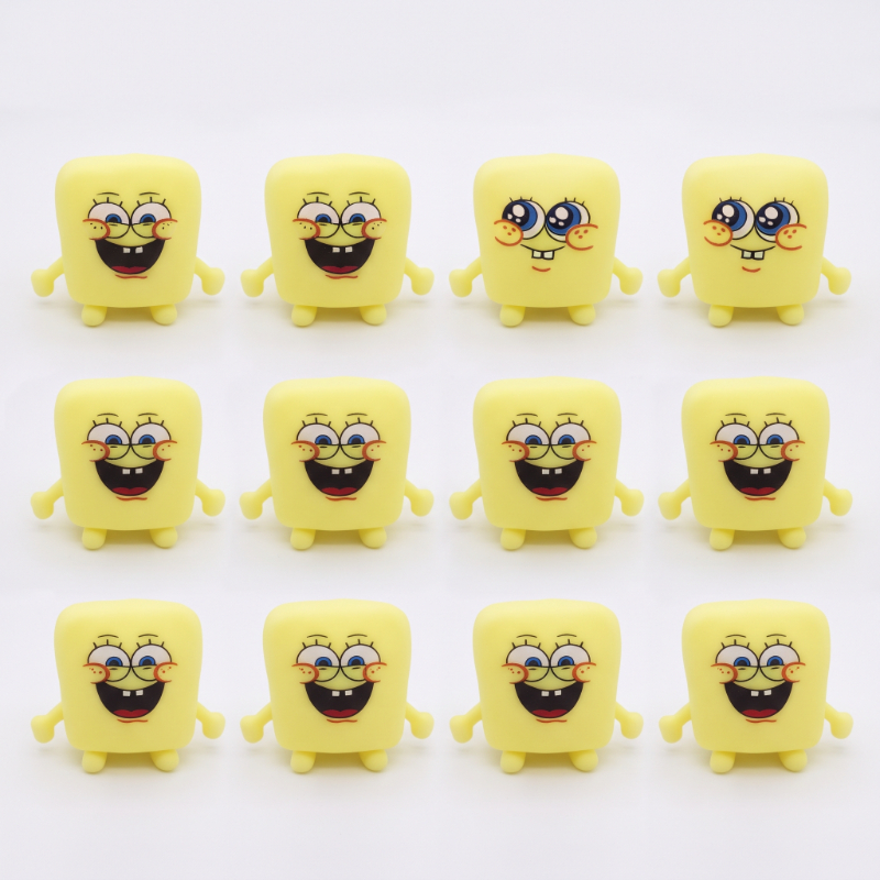 Sünger Bob Tasarımlı Squishy - 12’li Paket - Yumuşak Oyuncak - Farklı Model