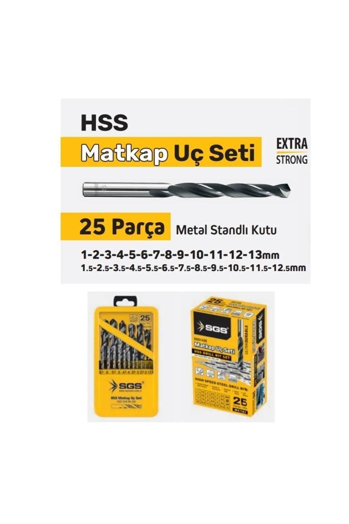 25 Parça HSS Lüks Standa Dönüşebilen Kutulu Matkap Ucu Seti SGS 1420