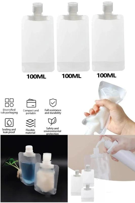 3 Adet 100 ml Yeniden Kullanılabilir Taşınabilir Şampuan Saç Kremi Sıvı Sabun Kapları