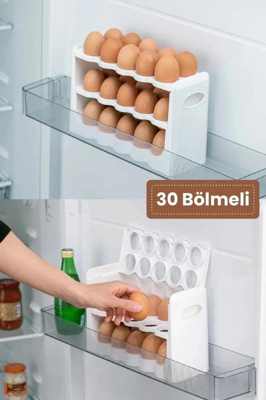 3 Katlı 30’lu Yumurtalık Buzdolabı Raf Düzenleyici Organizer