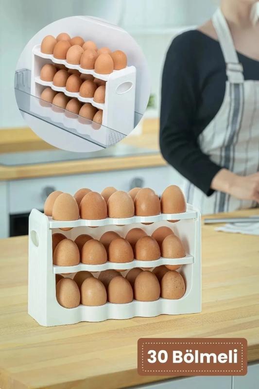 3 Katlı 30’lu Yumurtalık Buzdolabı Raf Düzenleyici Organizer