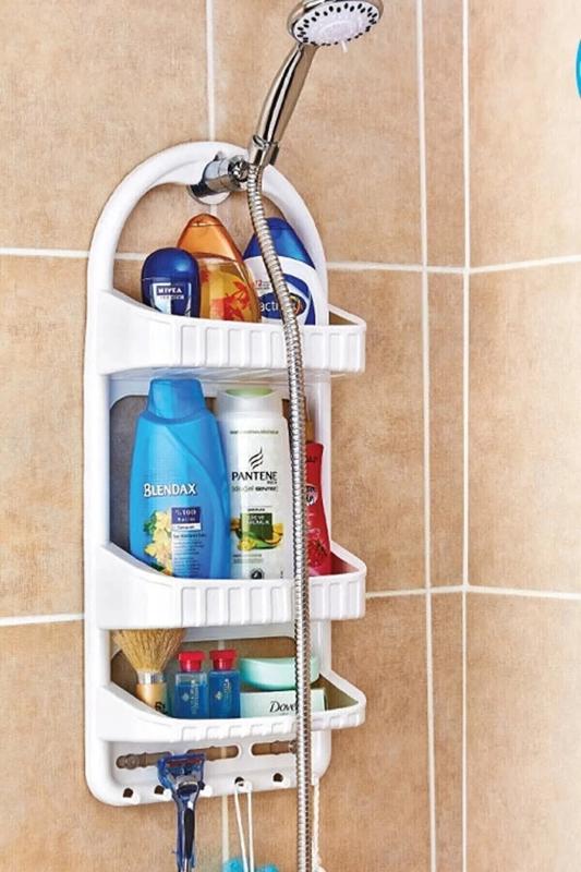 3 Katlı Paslanmaz Banyo Düzenleyici Şampuanlık Raf Plastik Banyo Rafı