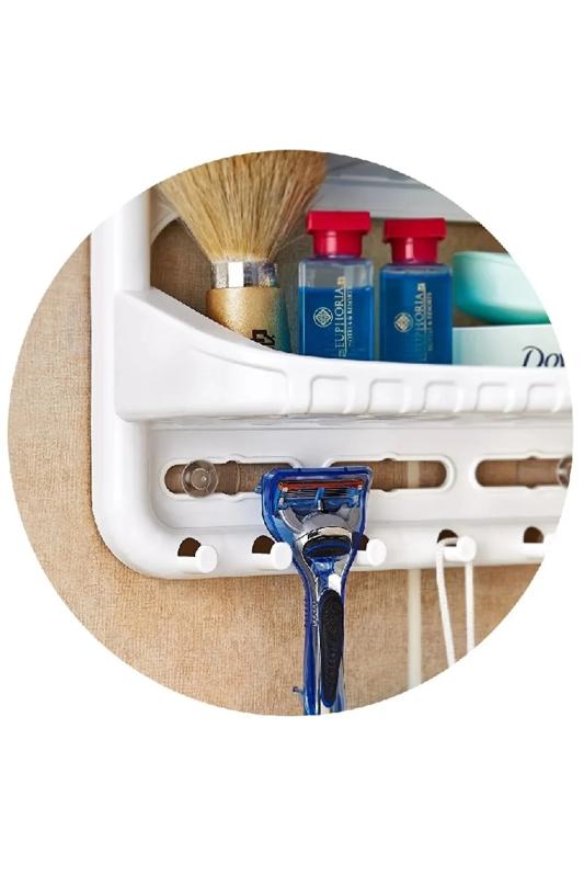 3 Katlı Paslanmaz Banyo Düzenleyici Şampuanlık Raf Plastik Banyo Rafı