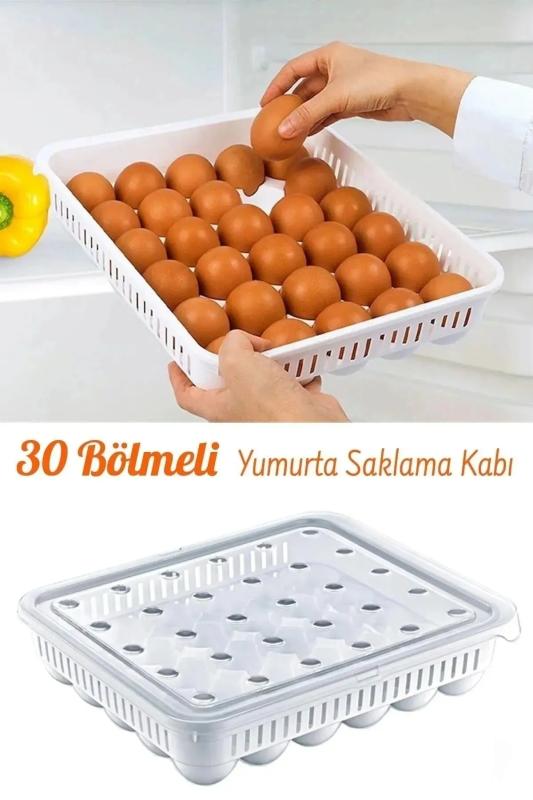30 Lu Yumurta Saklama Kabı Kapaklı Bölmeli Yumurtalık Saklama Kutusu