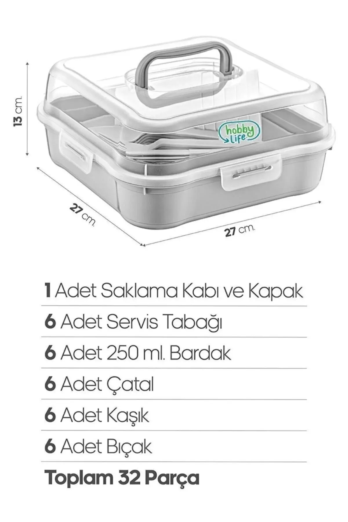 32 Parça Çantalı Piknik Seti 6 Kişilik Piknik Seti
