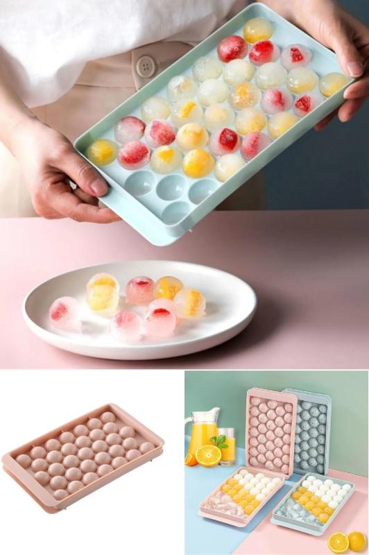 33 Hazneli Küre Buzluk Mini Top Buz Kalıbı 33 Bölmeli Buzluk 20 x 12 Cm