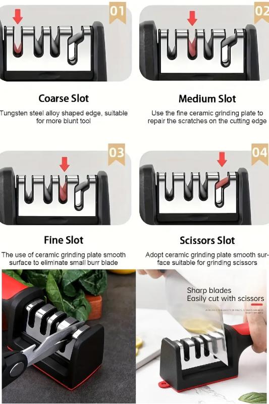4 Açılı Elmas Bıçak Bileme Aleti Ergonomik Saplı Mutfak Aleti El Bıçakları Bileme Aparatı