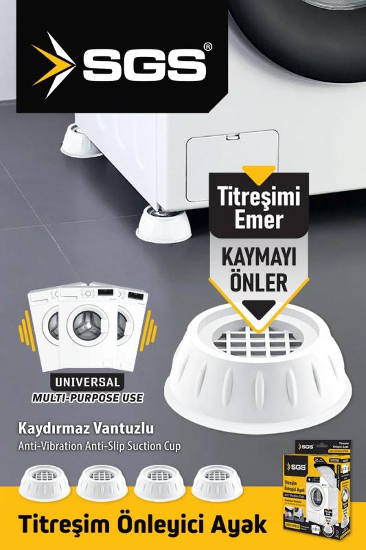 4 Adet Çamaşır Makinesi Titreşim Ve Ses Önleyici Kaydırmaz Vantuzlu Ayak