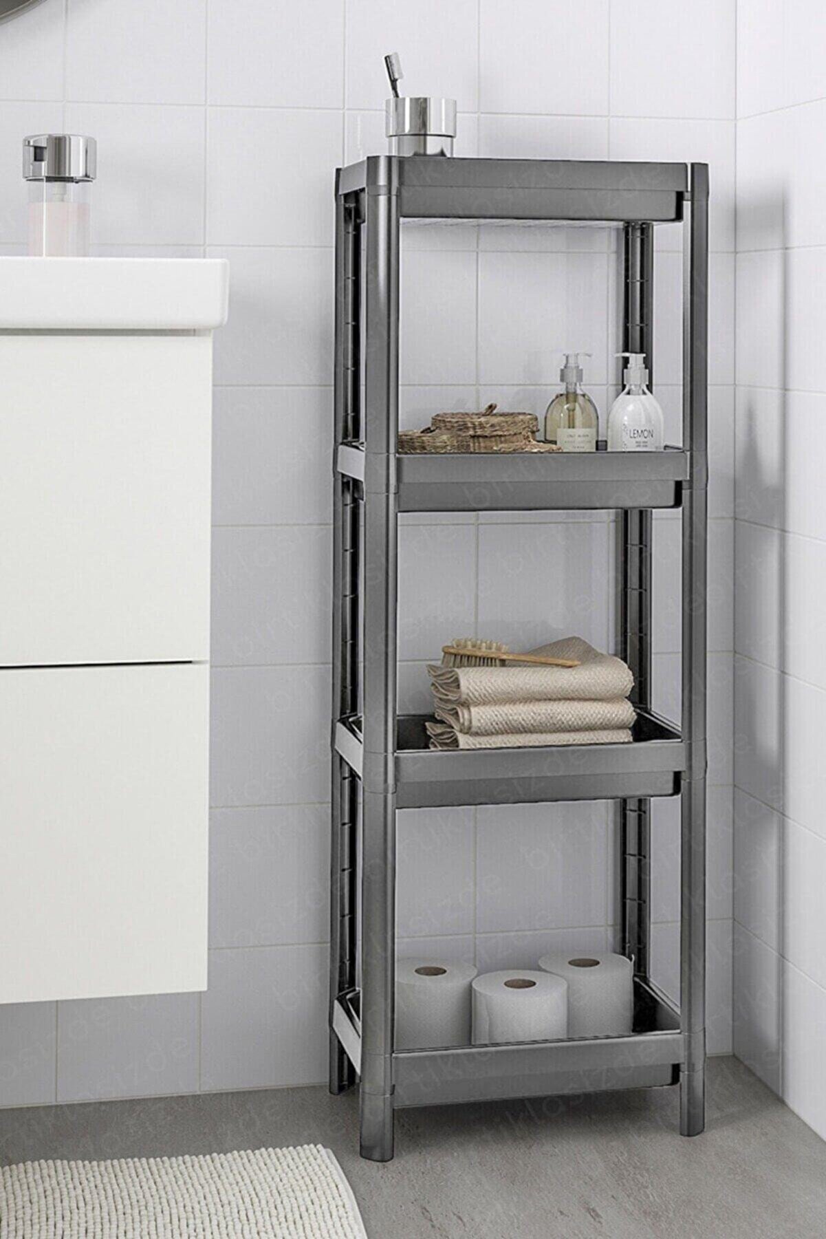 4 Katlı Banyo Balkon ve Mutfak Rafı Çok Amaçlı Düzenleyici Raf Gri