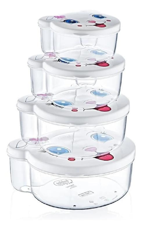 4 Lü Sevimli Fiğürlerde Saklama Kabı 200 ml 300 ml 500 ml 750 ml Saklama Kabı