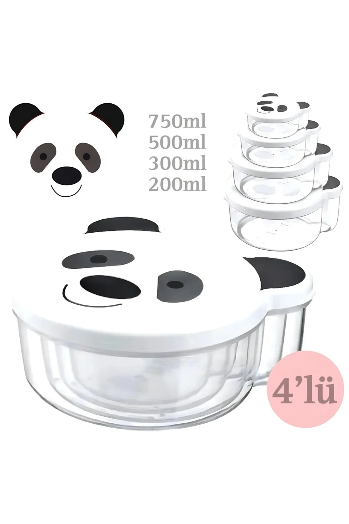 4 Lü Sevimli Fiğürlerde Saklama Kabı 200 ml 300 ml 500 ml 750 ml Saklama Kabı