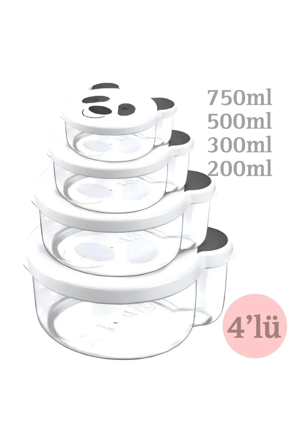 4 Lü Sevimli Fiğürlerde Saklama Kabı 200 ml 300 ml 500 ml 750 ml Saklama Kabı