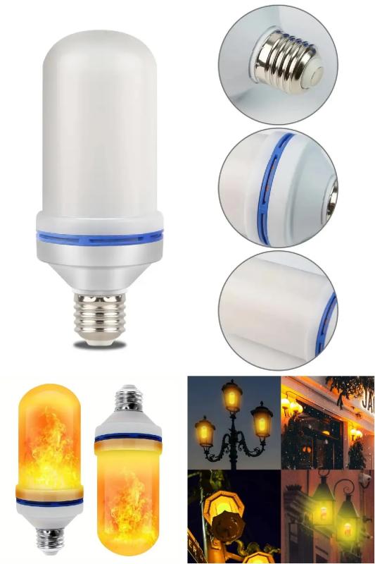 4 Modlu Dekoratif Alev Efektli Amber Led Ampul 5W Fonksiyonlu Gece Lambası