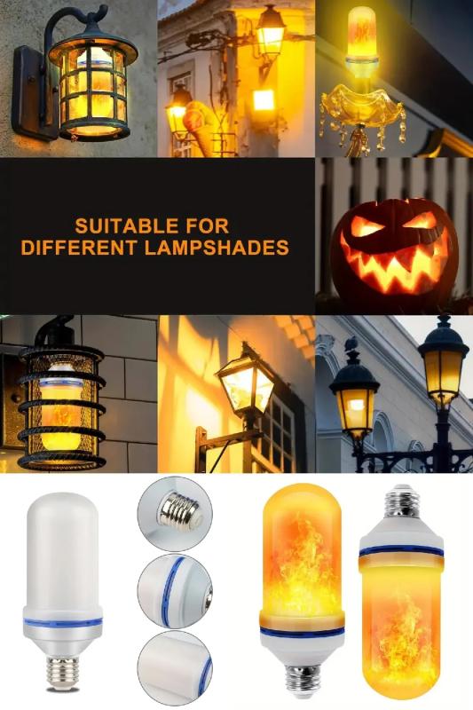 4 Modlu Dekoratif Alev Efektli Amber Led Ampul 5W Fonksiyonlu Gece Lambası