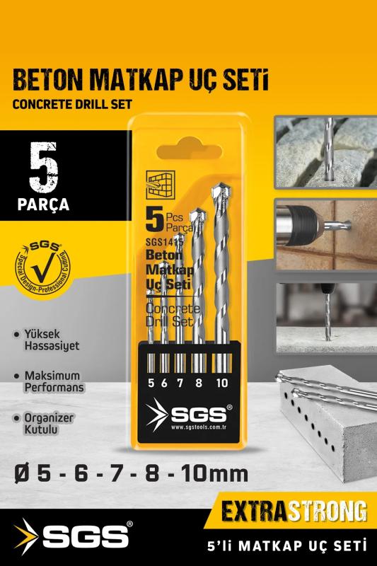 5 Parça Extra Strong Beton Delici Matkap Uç Seti SGS 1415