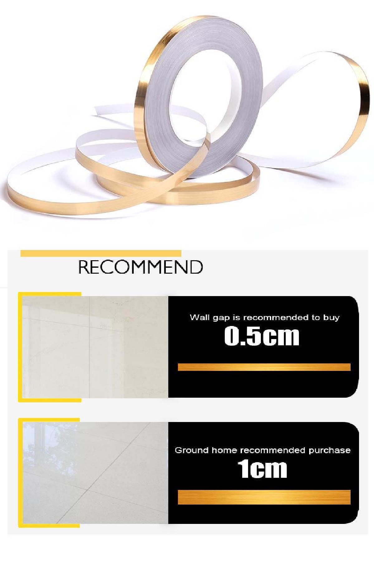 50 Metre Dekoratif Banyo Mutfak Fayans Arası Şerit Bant Gold Renk 1 Cm