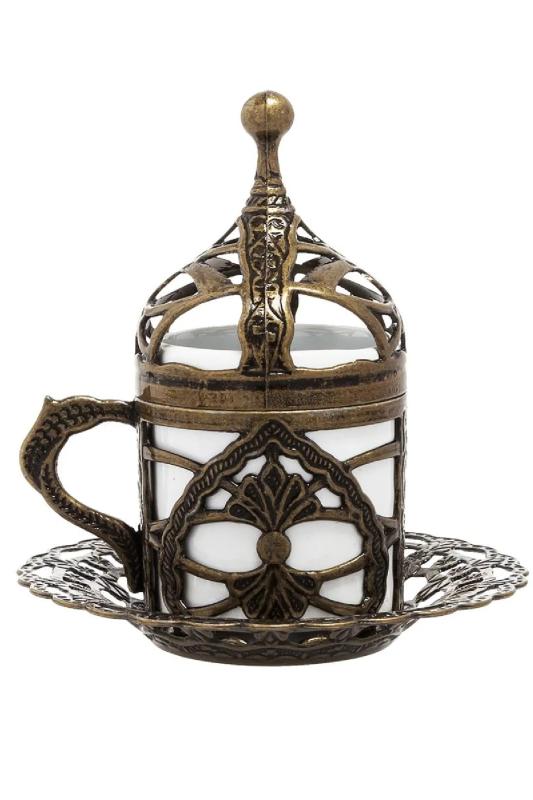 6 Kişilik Tam Takım Otantik Kahve Takımı Hürrem Kahve Fincanı Seti Antik Yeşil