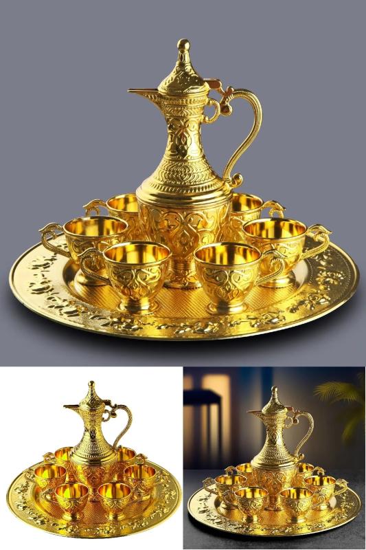 8 Parça Lüks Gold Renk Otantik Zemzem Takımı
