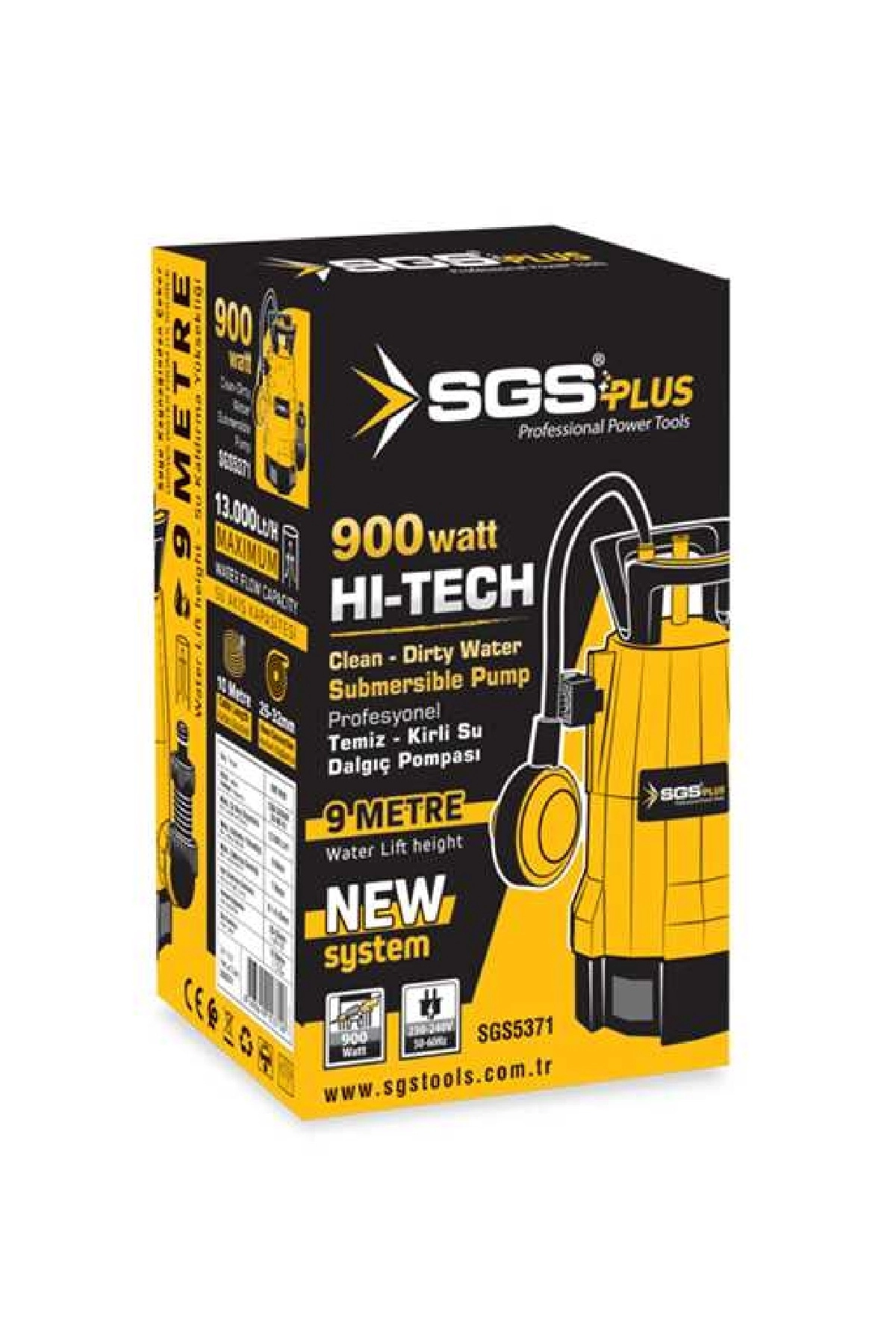 900 Watt 9 Metre Temiz ve Kirli Su Dalgıç Pompası SGS5371