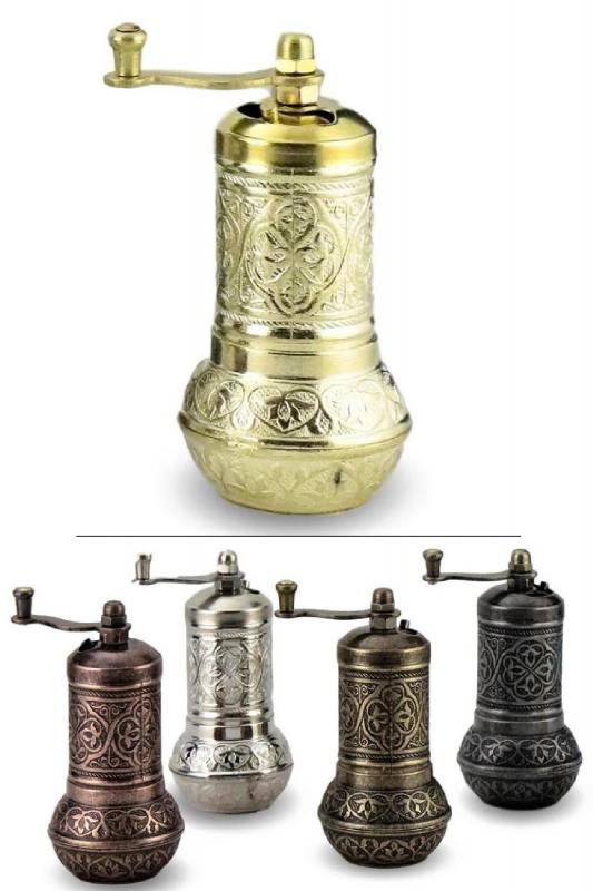 Biterse Otantik Osmanlı Motifli Baharat Öğütücü Değirmen Gold Renk