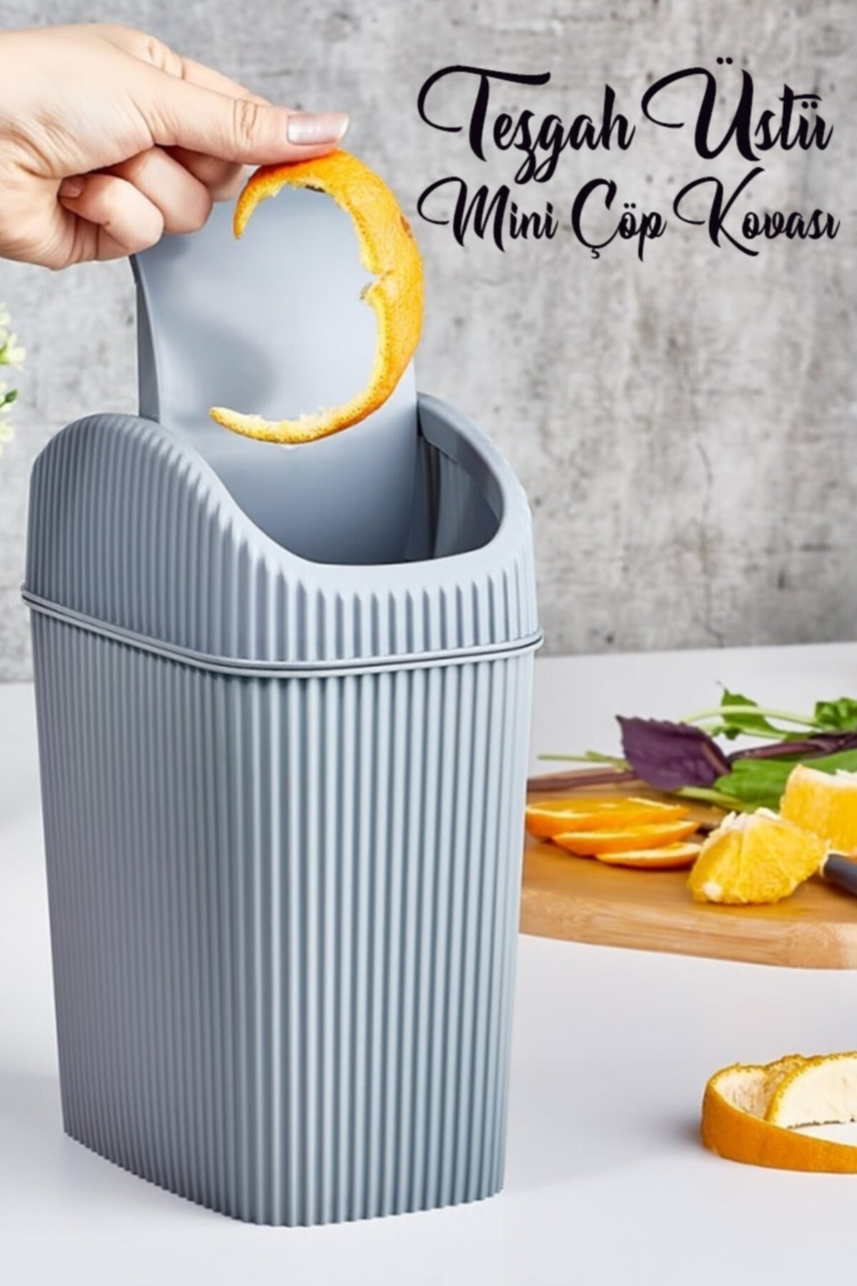 Biterse Mini Tezgah Üstü Luna Kapaklı Çöp Kovası 2,5 Litre