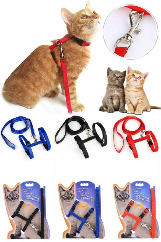 Biterse Kedi Tasması Ayarlanabilir Kedi Gezdirme Göğüs Tasması 120 Cm Mavi