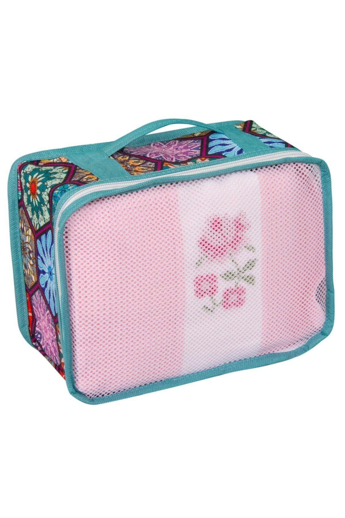 Biterse Otantik Desenli 6 Parça Seyahat Tipi Bavul İçi Organizer Set