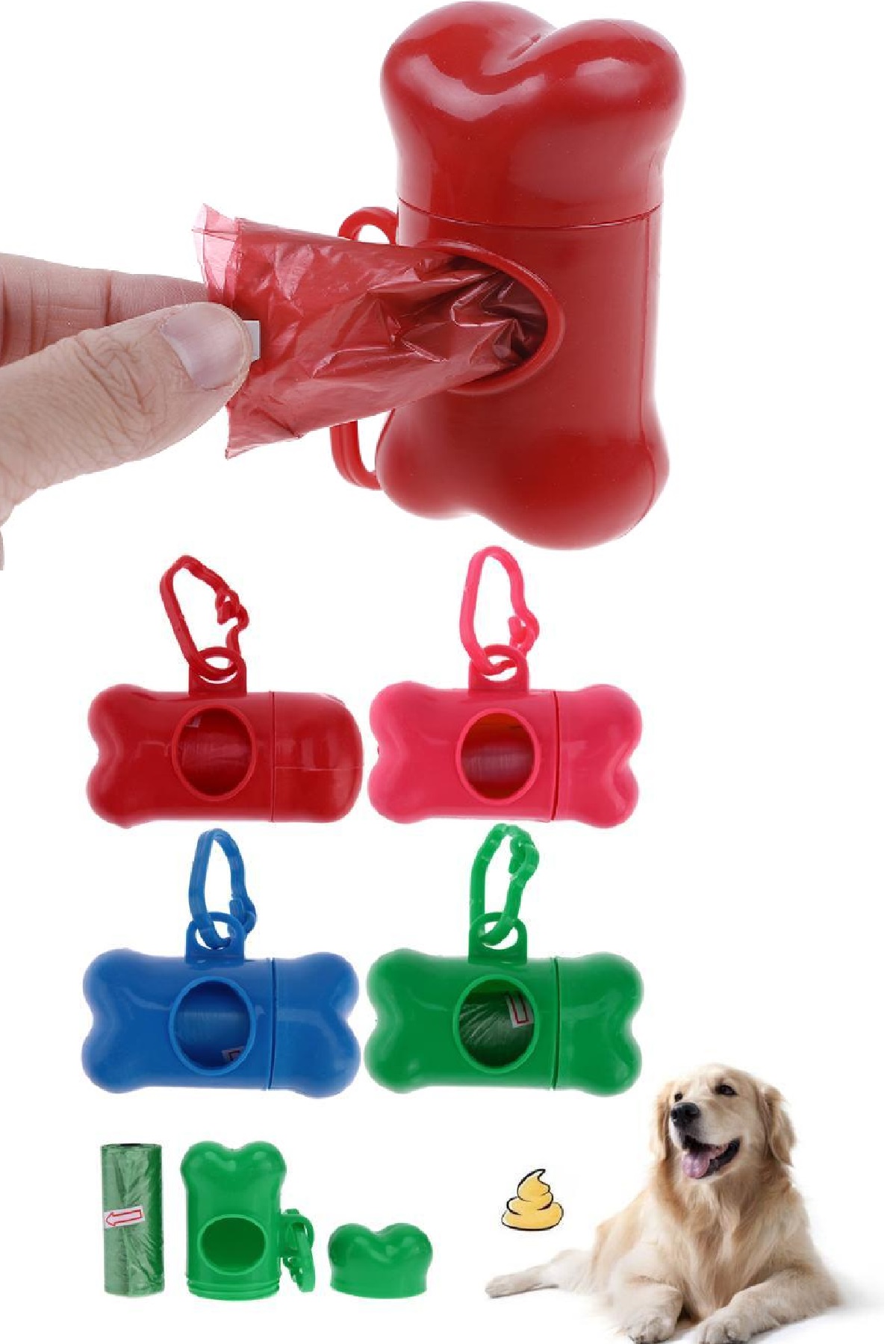 Kemik Tasarımlı Köpek Kaka Poşeti Taşıma Kutusu + 15 Li Kaka Poşeti