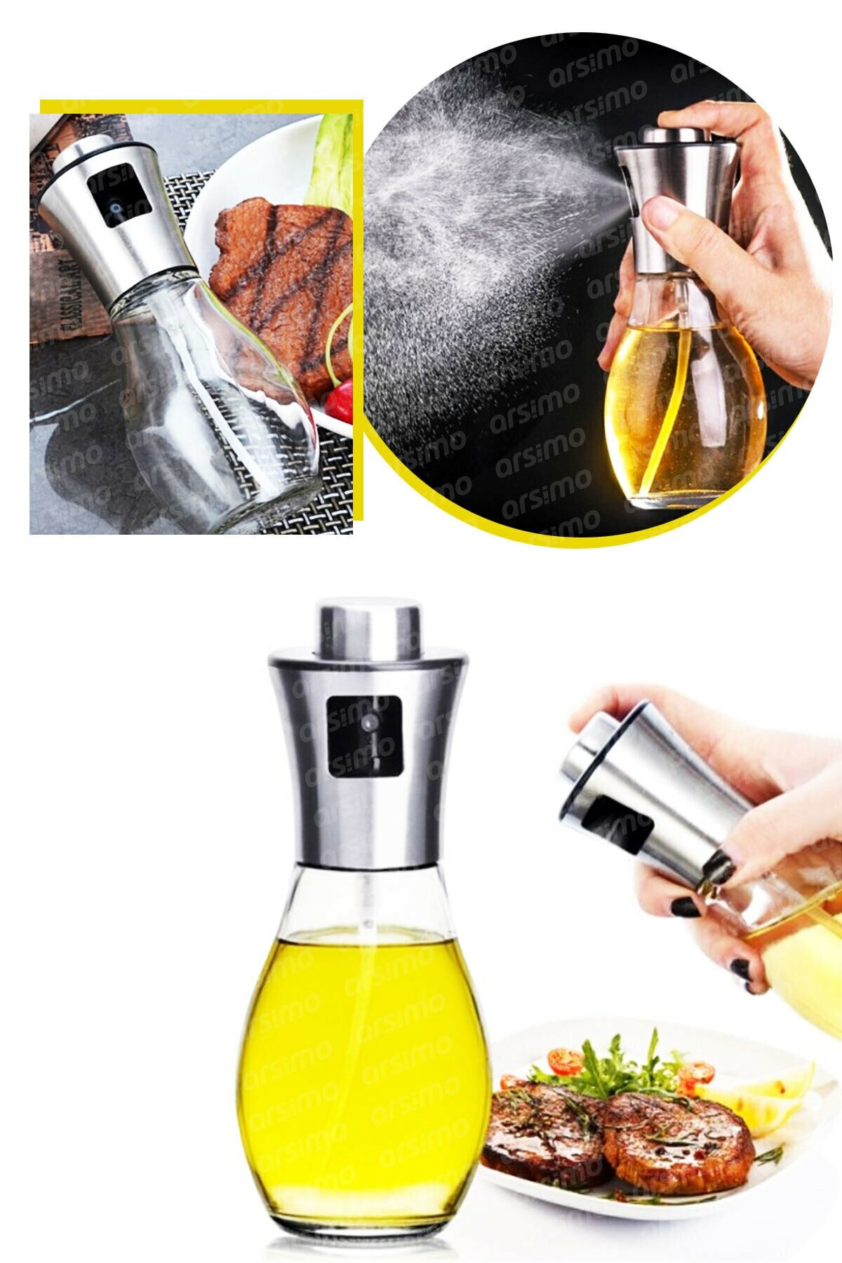 Biterse 200 ml Pompalı Sprey Yağdanlık Sprey Yağlık Sirkelik Cam Sprey Yağlık