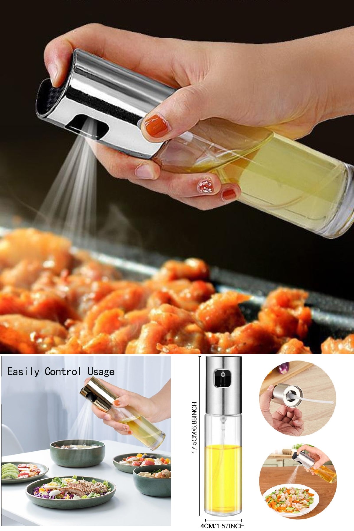 Biterse 100 ml  Pompalı Sprey Yağdanlık Sprey Yağlık Sirkelik Cam Sprey Yağlık