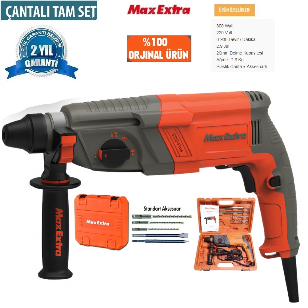 Biterse Max-Extra MX 2603 Kırıcı Delici Matkap Aksesuarlı 2.6 Kg