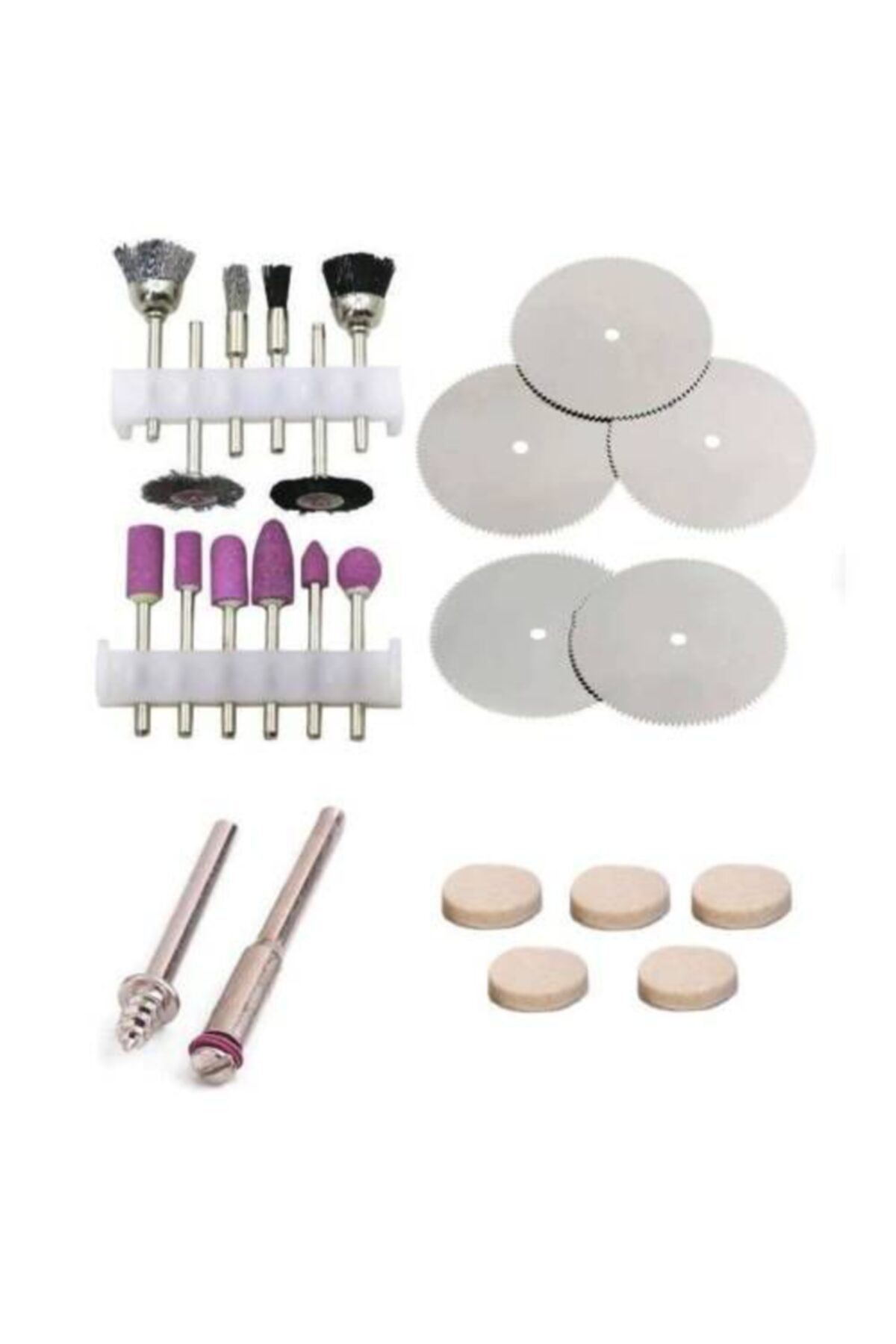 Biterse 24 Adet Mini Taşlama Zımparalama Fırçalama Seti Dremel Gravür Set